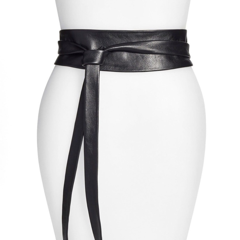 Rudsak leather wrap belt navy